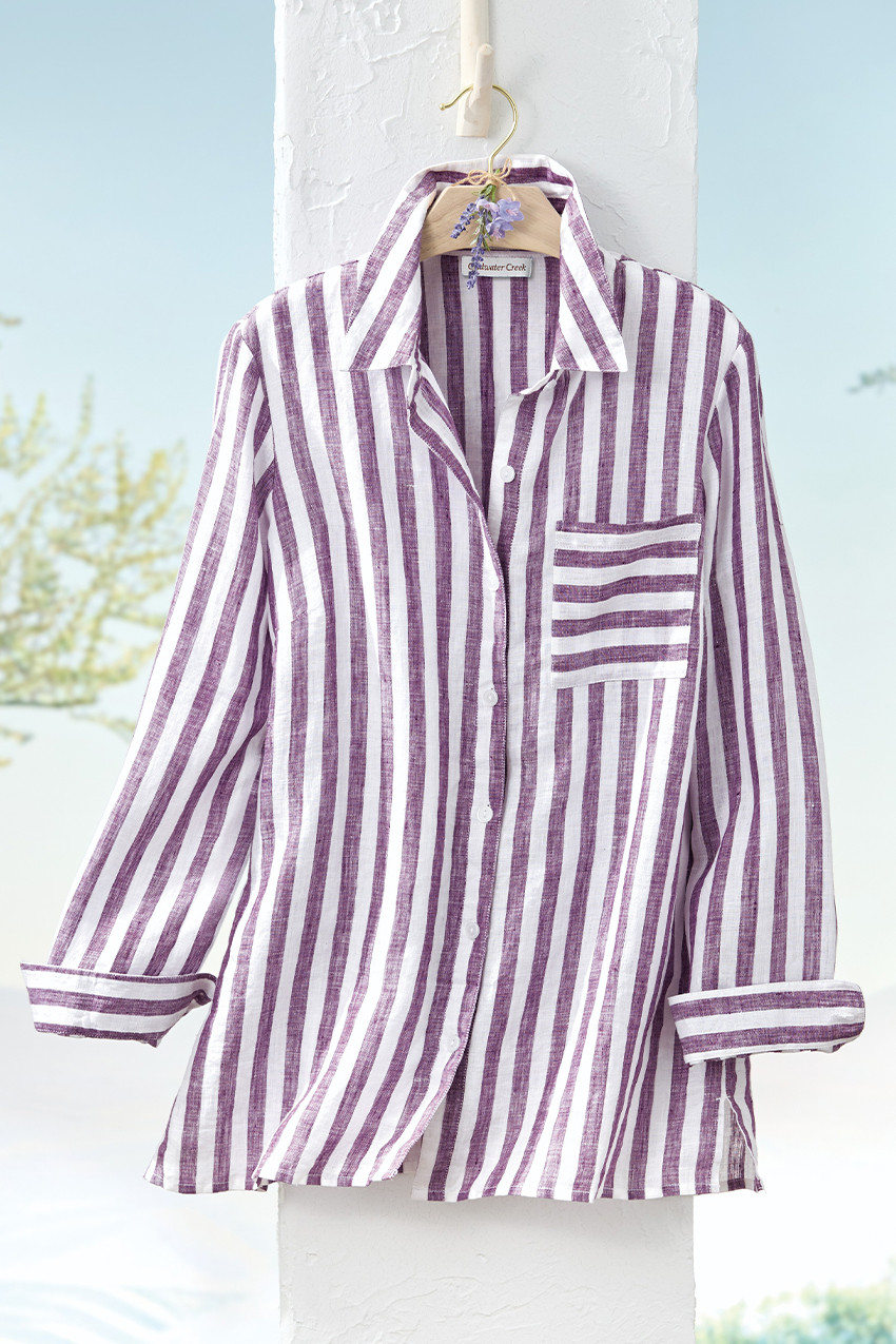 Bayside Stripe Linen Big Shirt