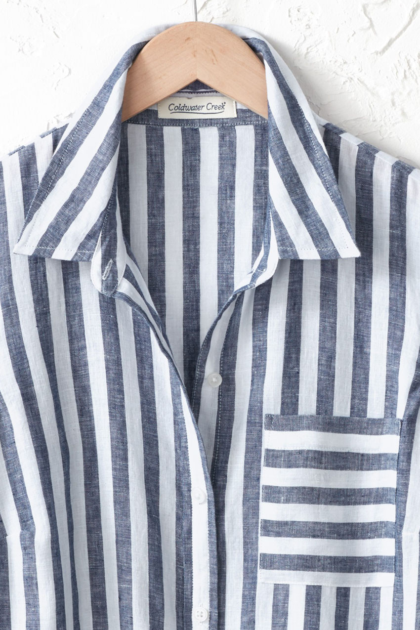 Bayside Stripe Linen Big Shirt