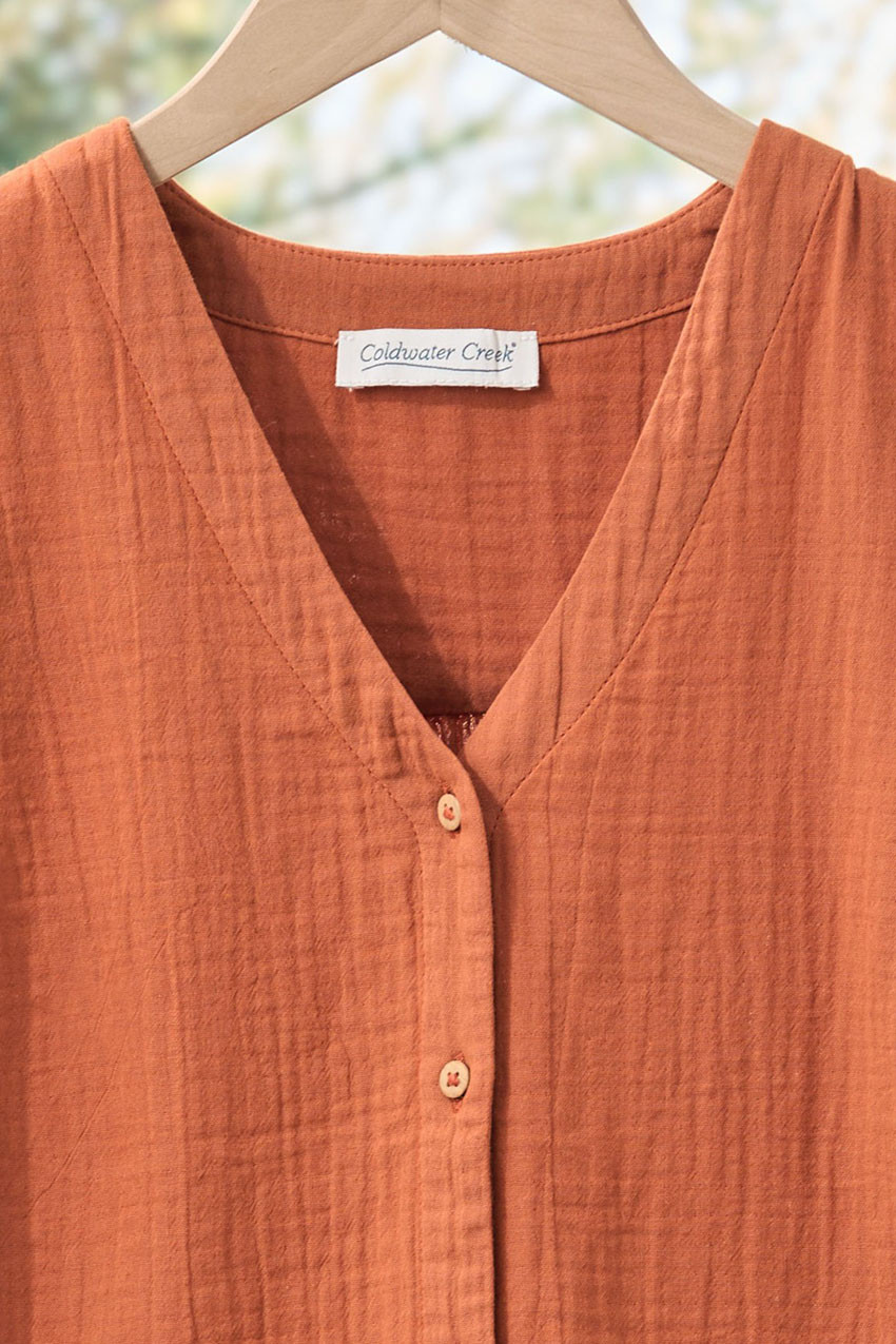 Summer Breeze Gauze Flutter-Sleeve Top