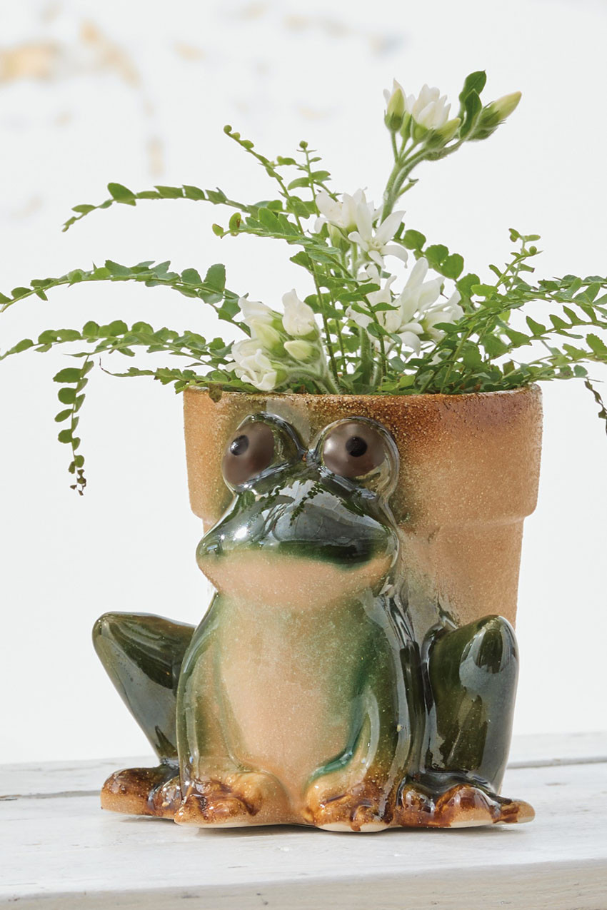 Stoneware Frog Planter