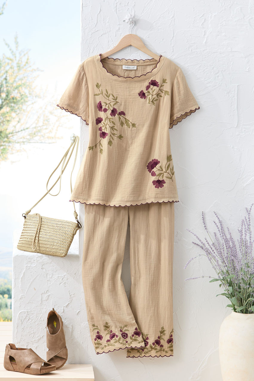 Florentine Embroidered Gauze Top