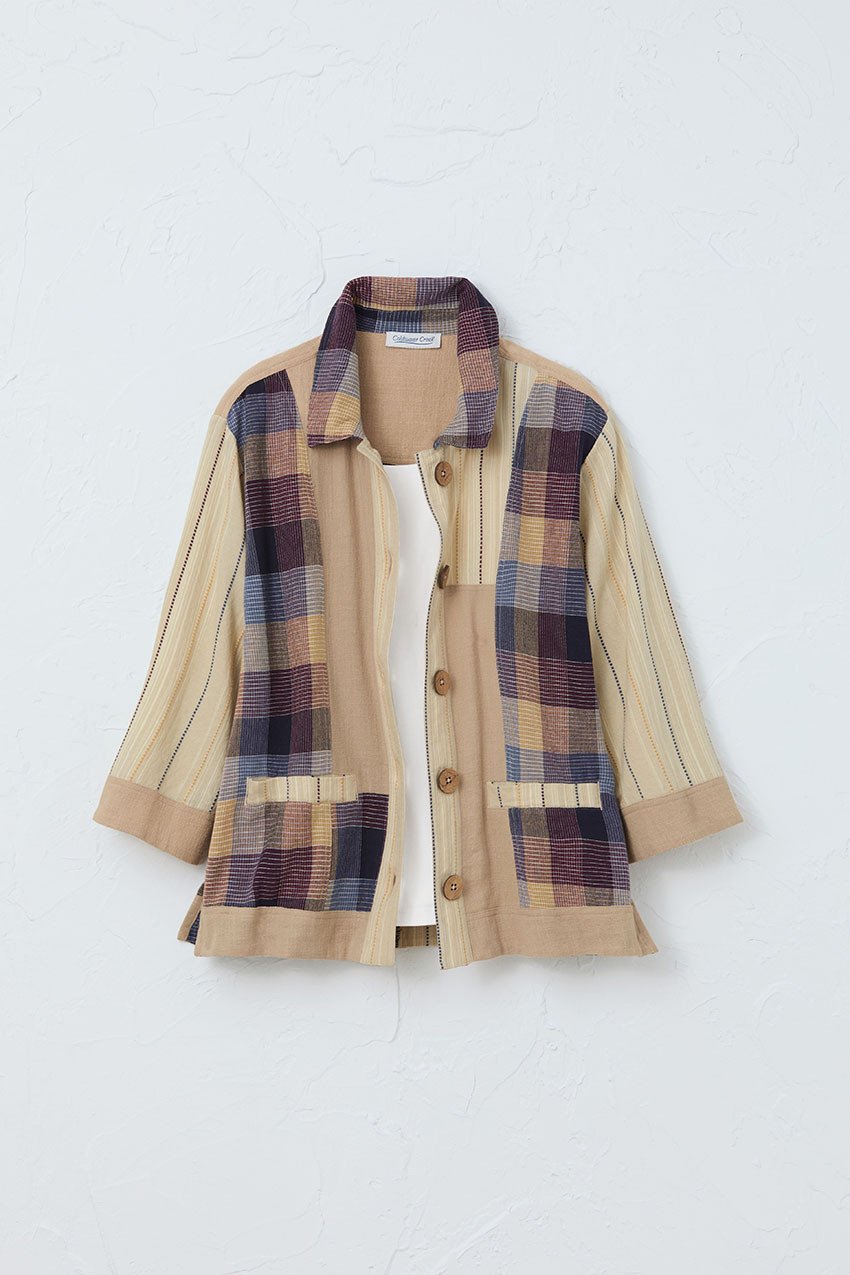 Plaid and Patches Shirt Jacket