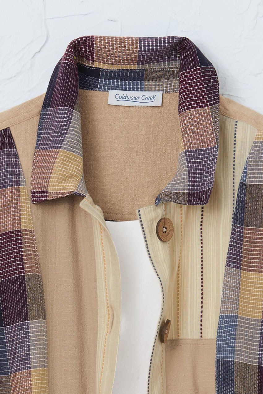 Plaid and Patches Shirt Jacket