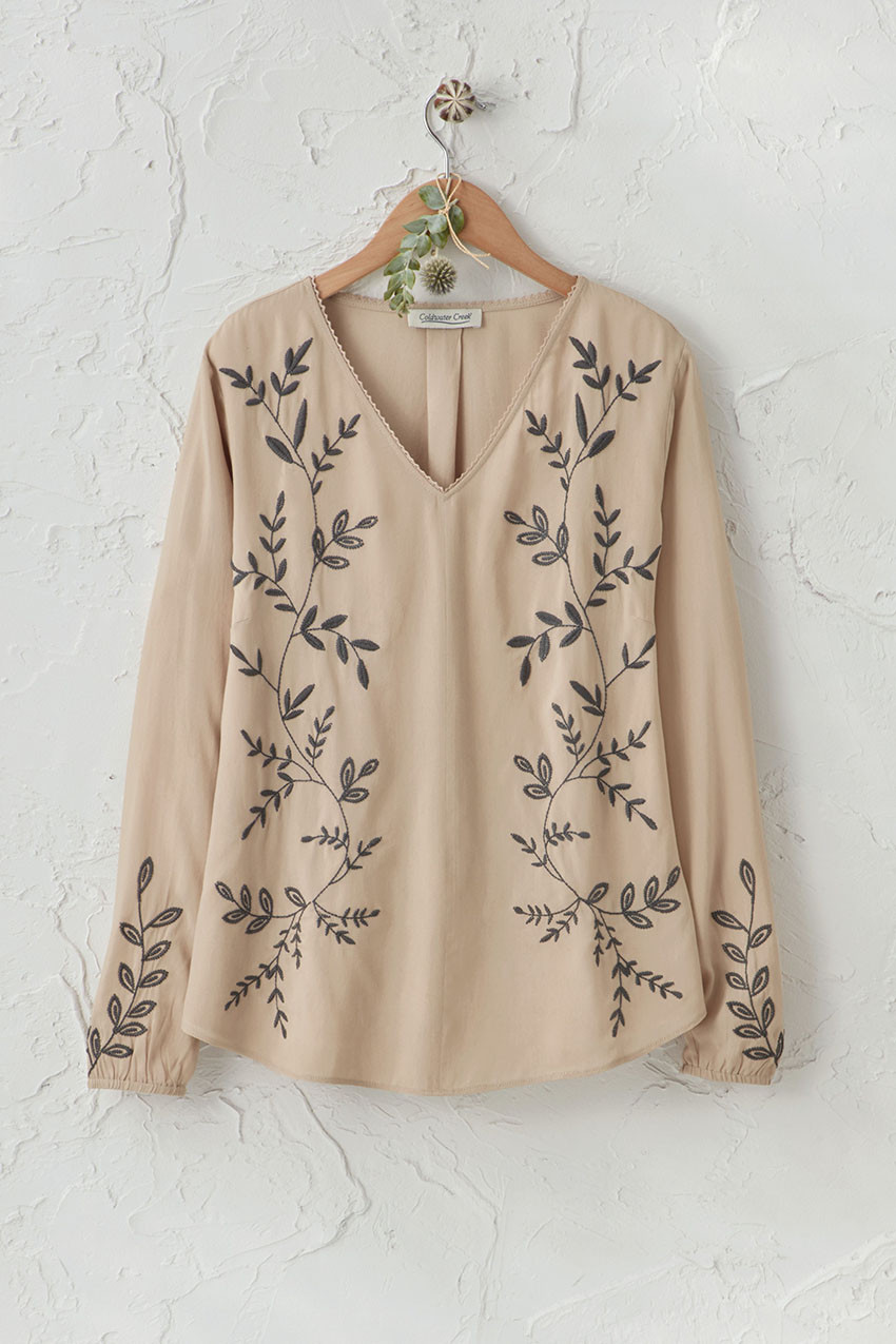 Winding Vines Embroidered Blouse - Coldwater Creek