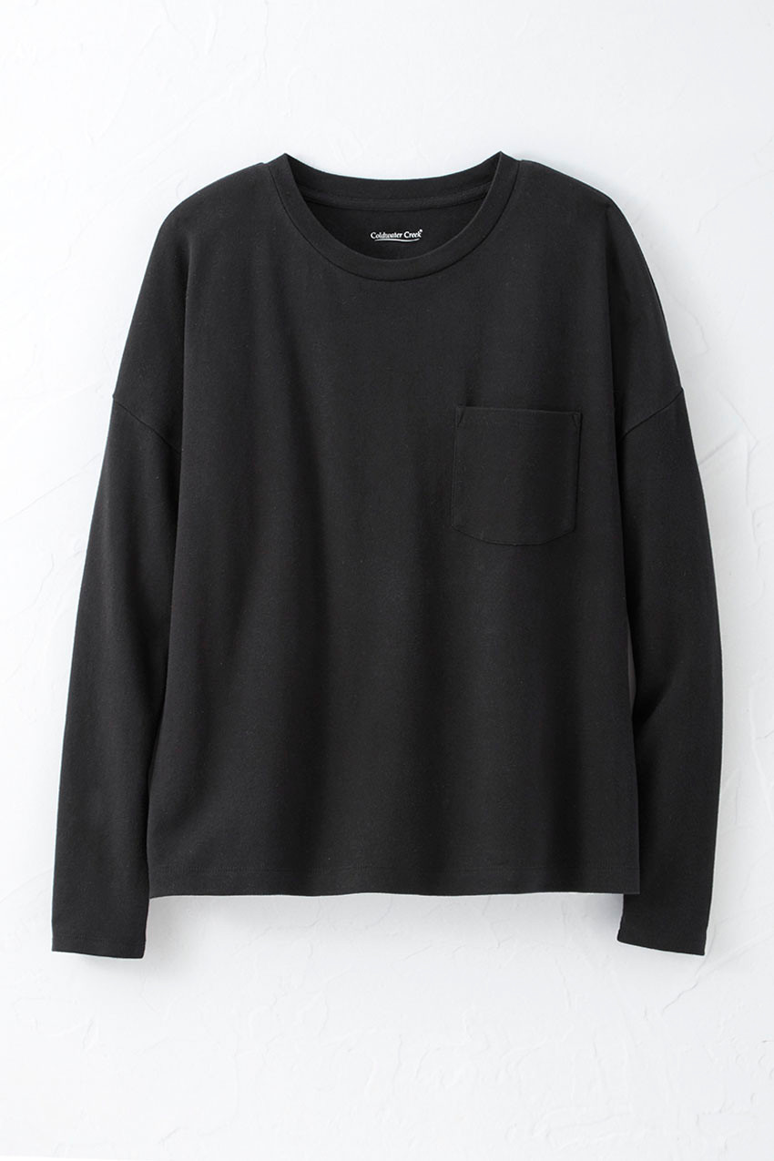 BestCotton™ Long Sleeve Boxy Pocket Tee - Coldwater Creek