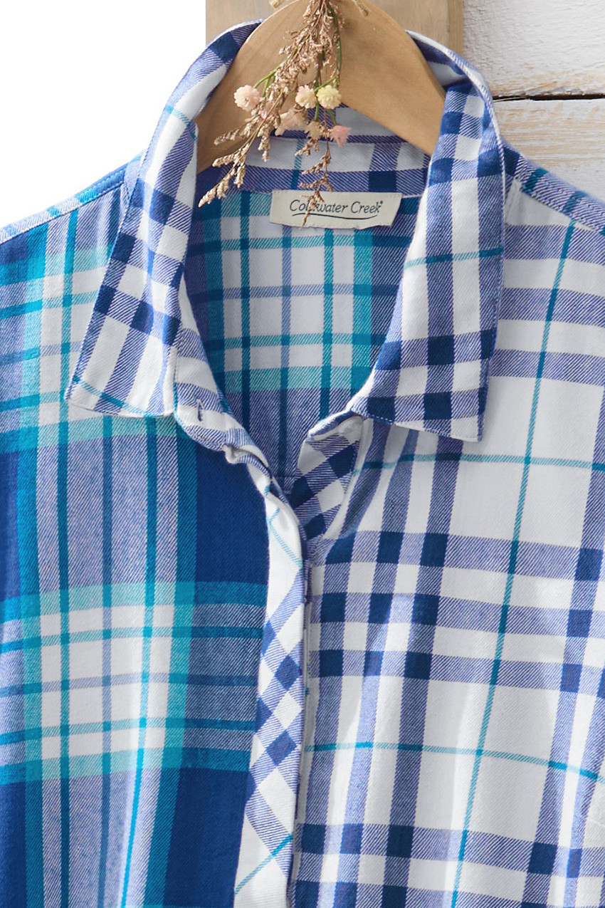 Soft Touch Sapphire Plaid Top