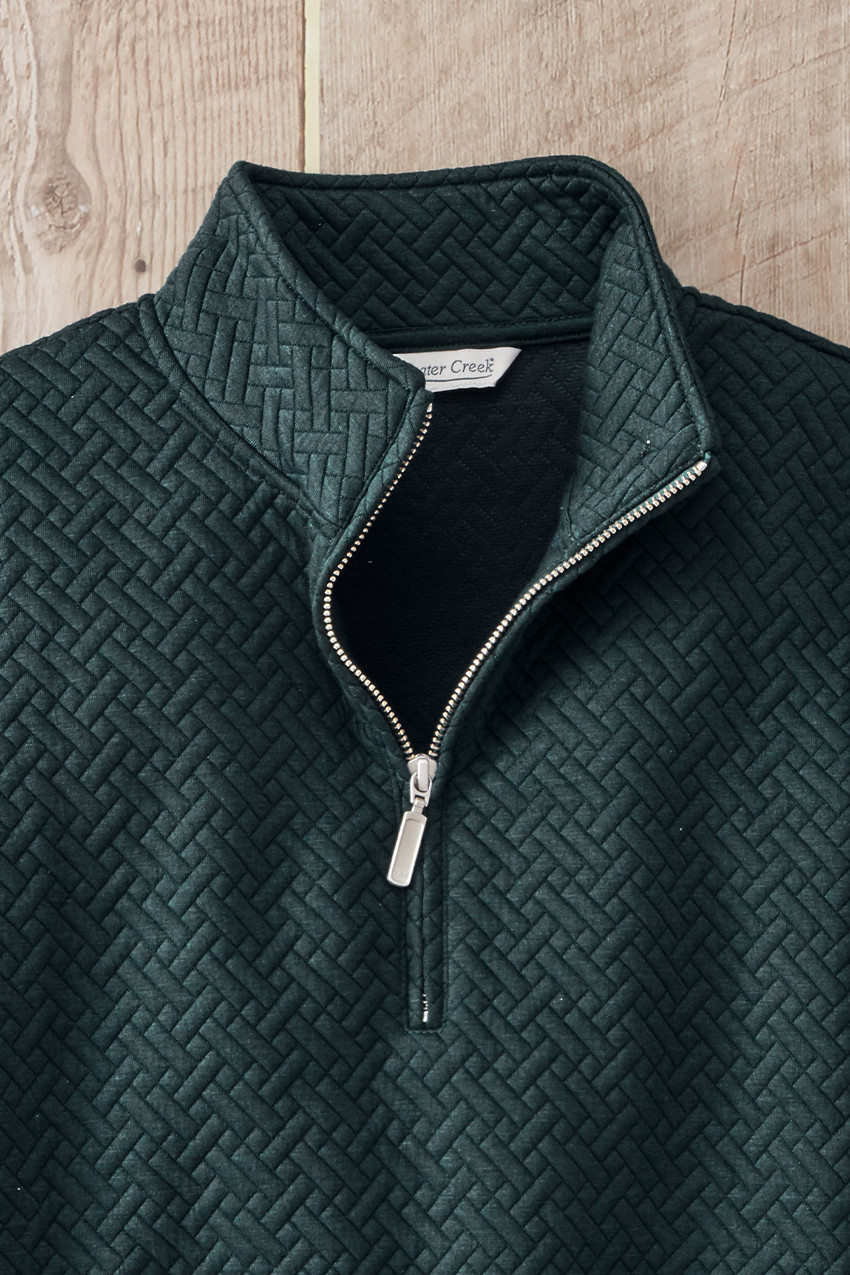 Jacquard Quarter Zip Sweatshirt - Coldwater Creek