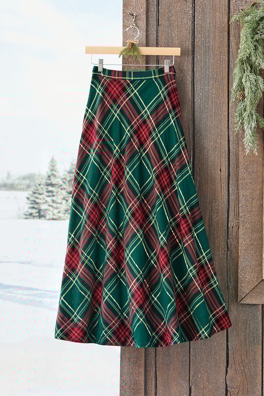 Plaid Tidings Maxi Skirt