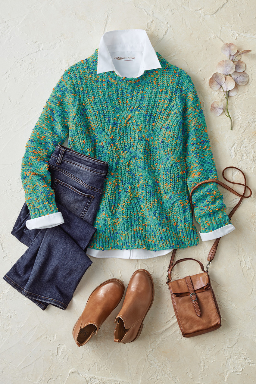 Color-Flecked Chenille Sweater