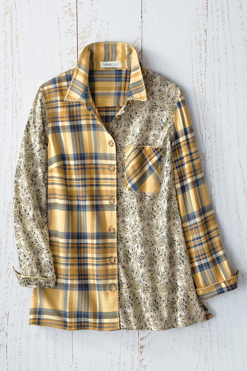 Plaids and Petals Woven Top