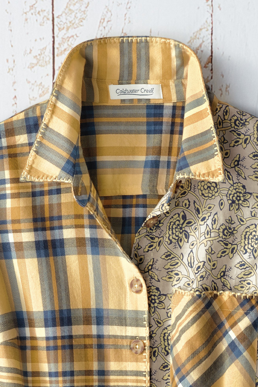 Plaids and Petals Woven Top