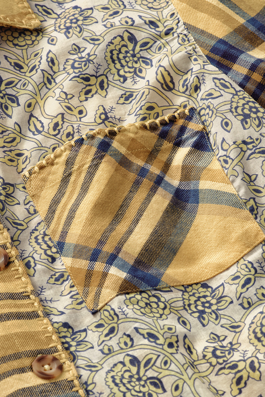 Plaids and Petals Woven Top