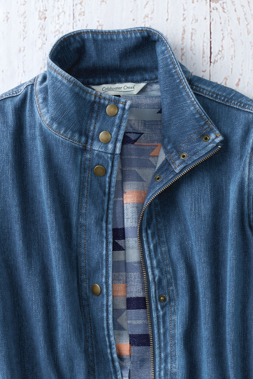 Indigo Dusk Knit Denim Anorak - Coldwater Creek