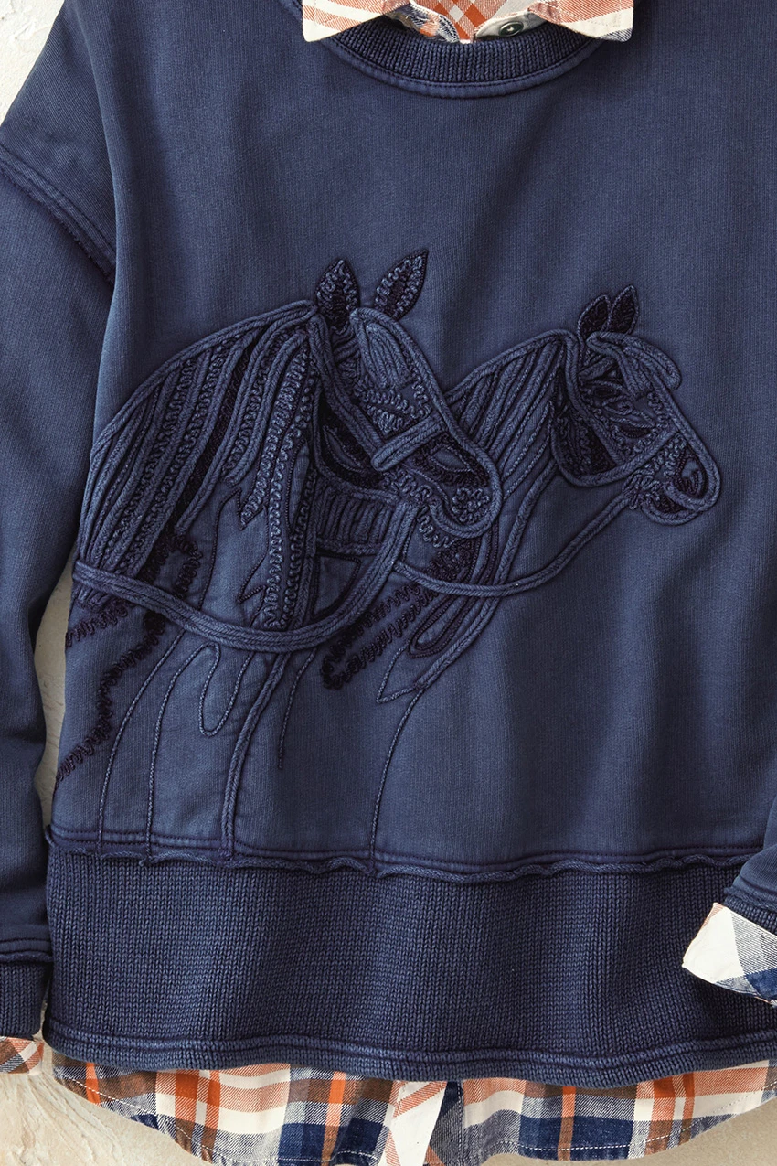 Wild Horses Embroidered Sweatshirt