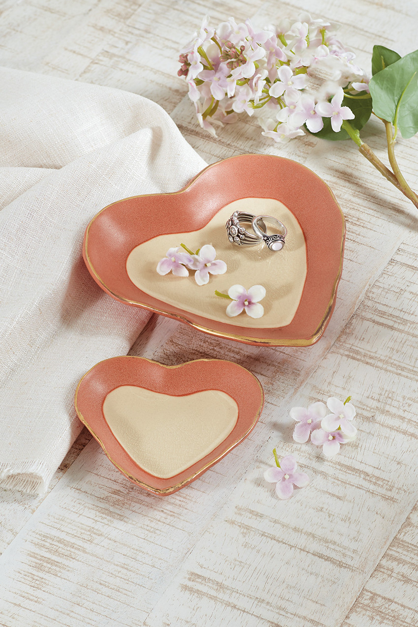 Stoneware Heart Dishes, Set of 2
