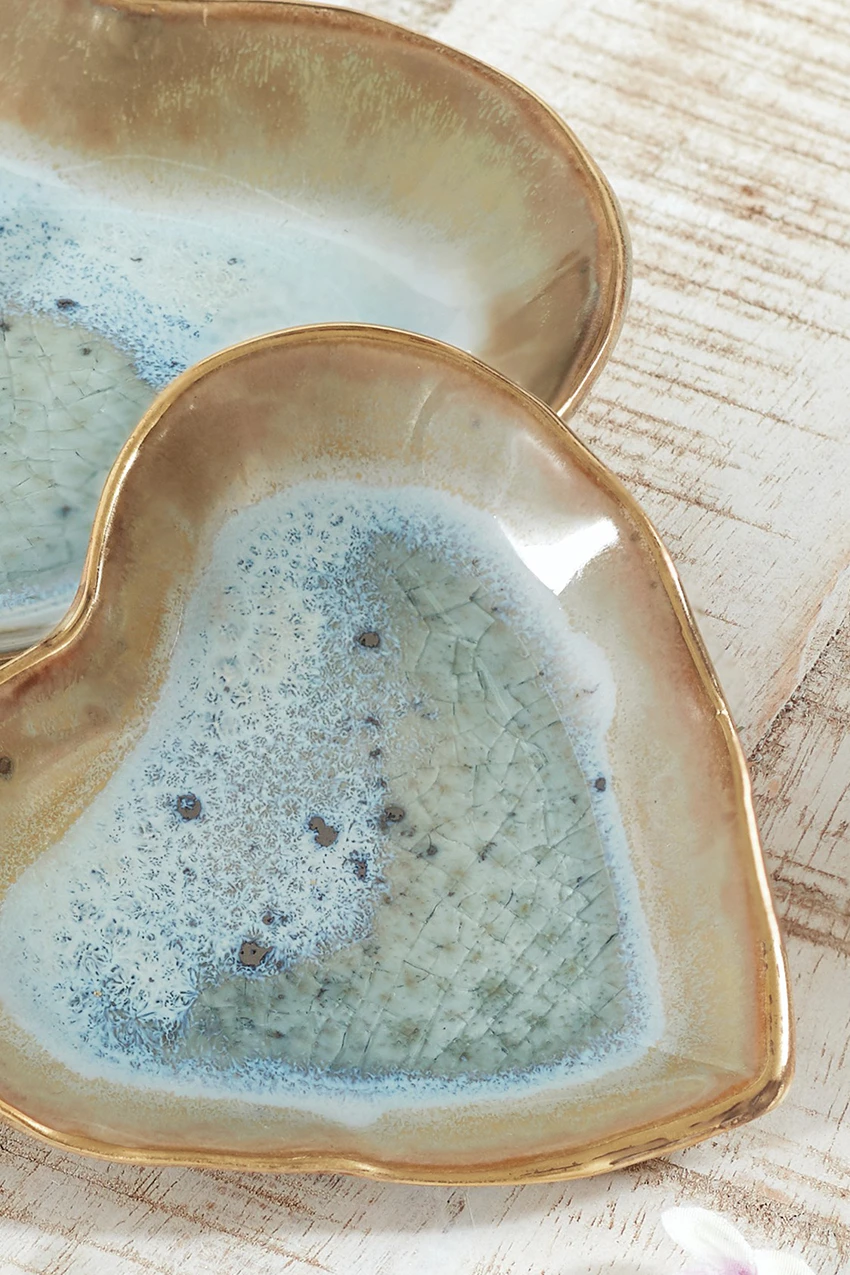 Stoneware Heart Dishes, Set of 2