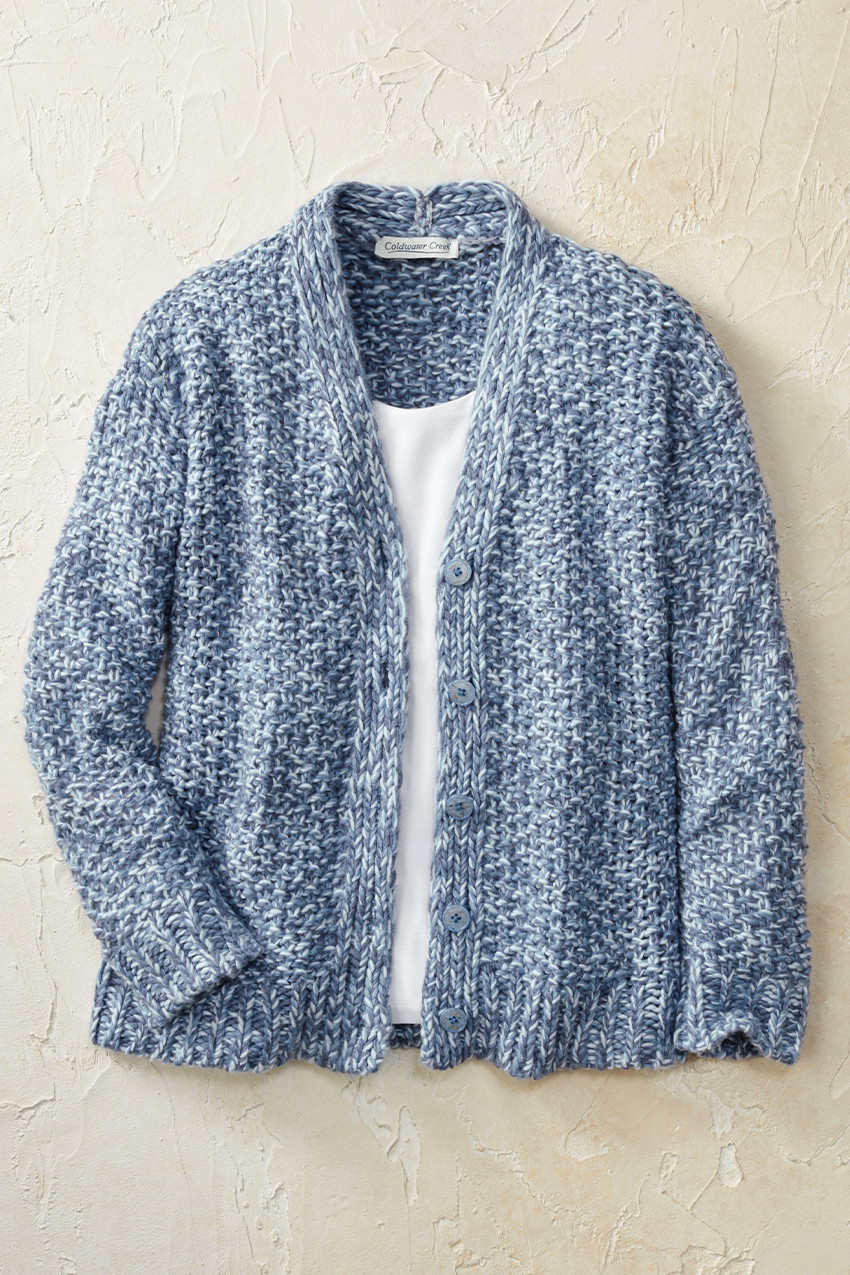 Marled Open-Stitch Cardigan