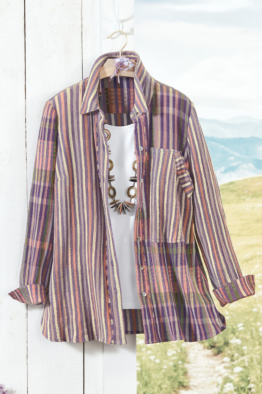 Delight in Stripes Gauze Big Shirt