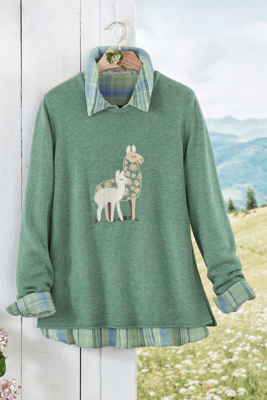 Llama Mama Embroidered Sweater
