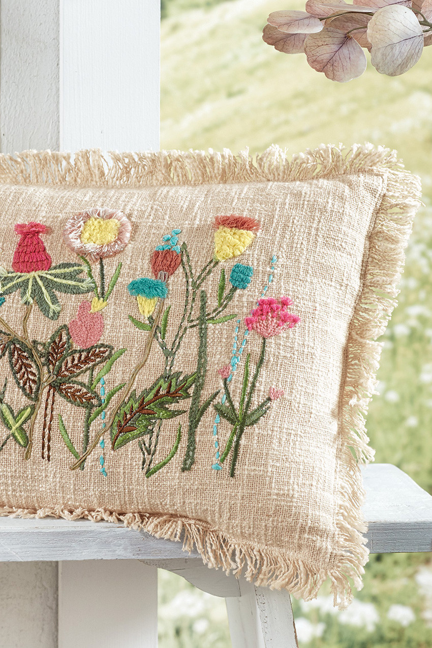Floral Embroidered Pillow