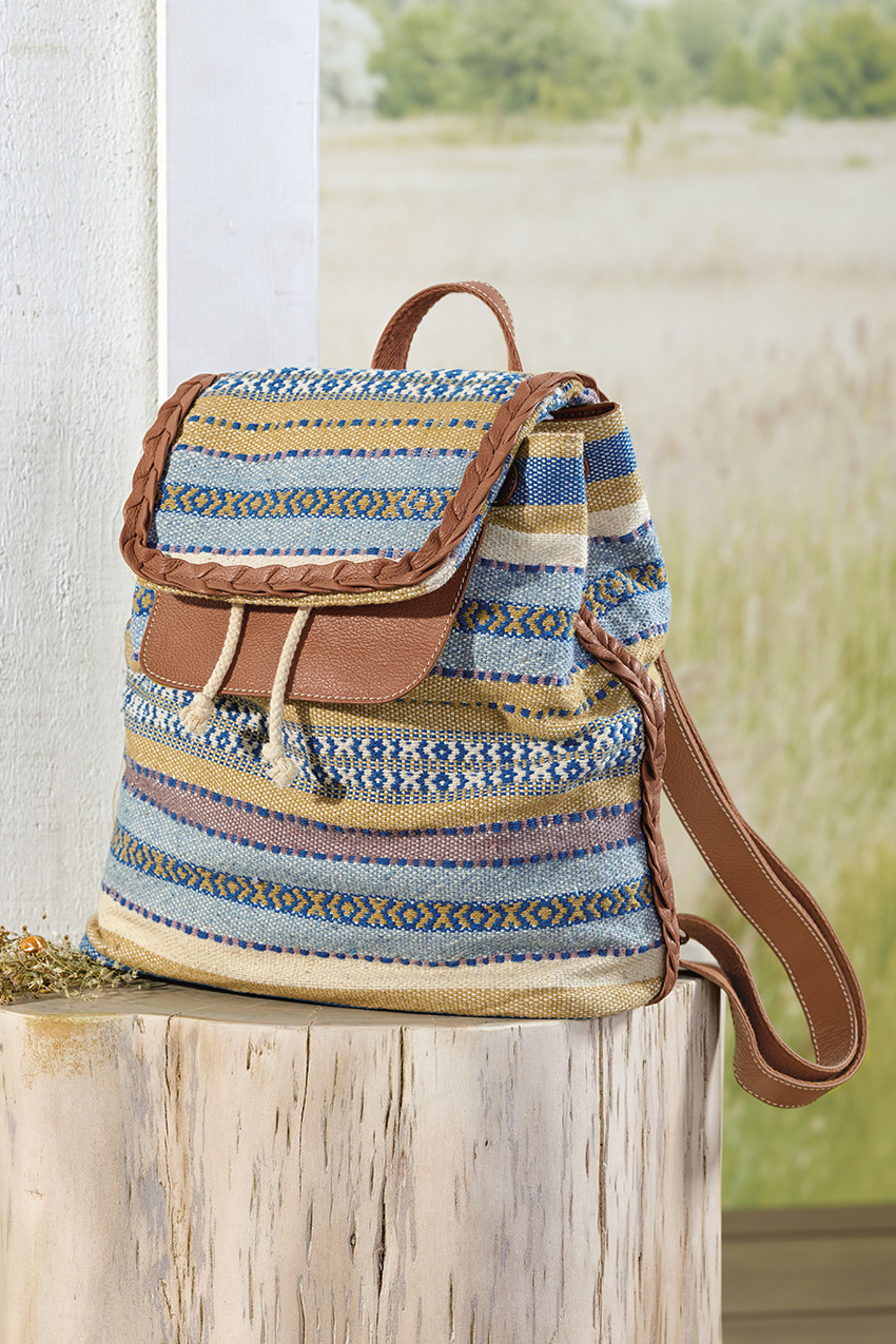 Woven Striped Backpack