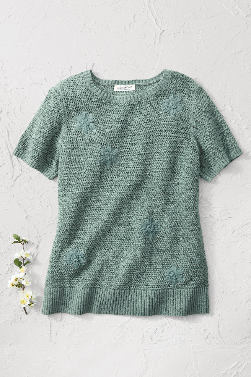 Floating Flowers Embroidered Sweater
