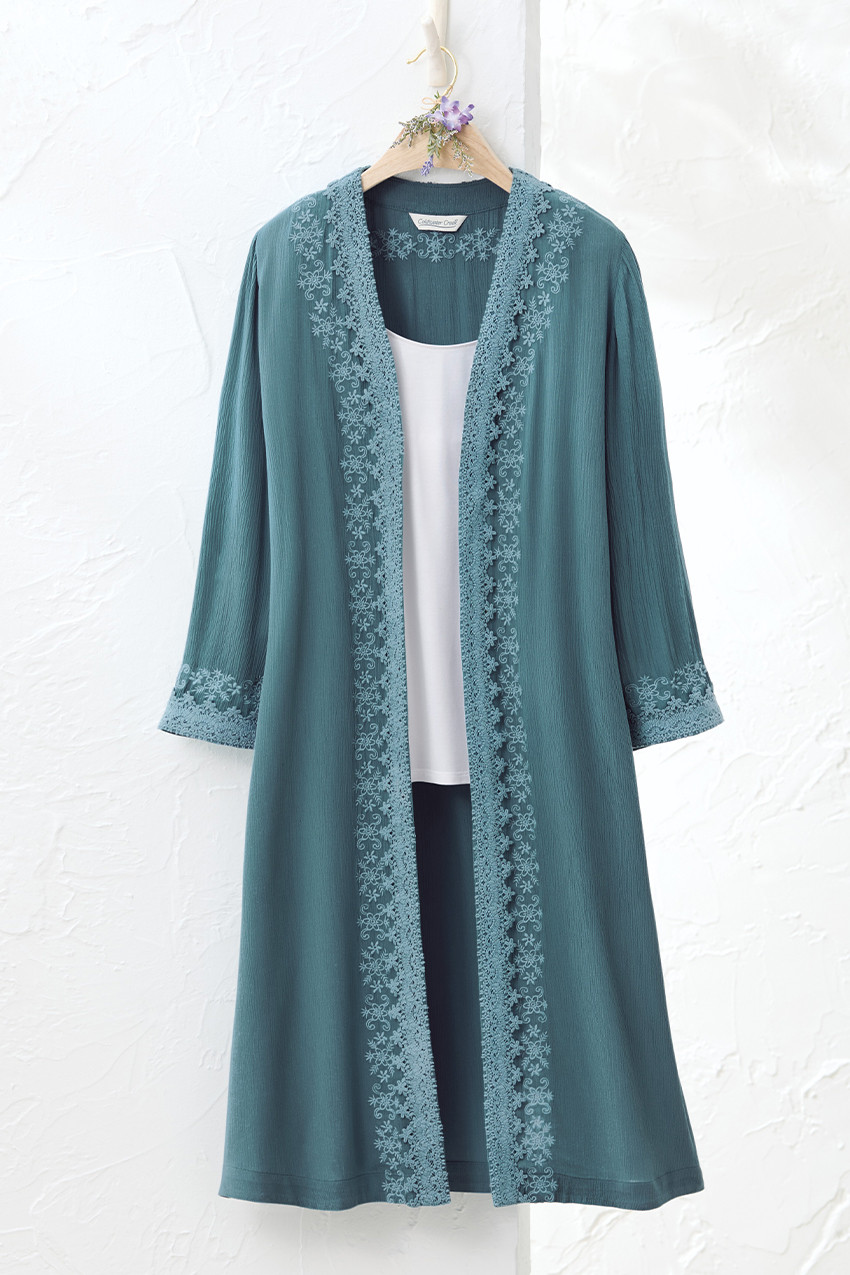 Tonal Embroidered Duster