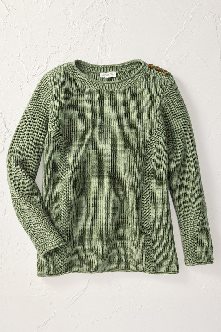 Button Detail Shaker Sweater