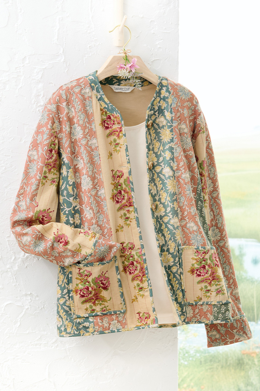 Floral Mix Print Knit Jacket