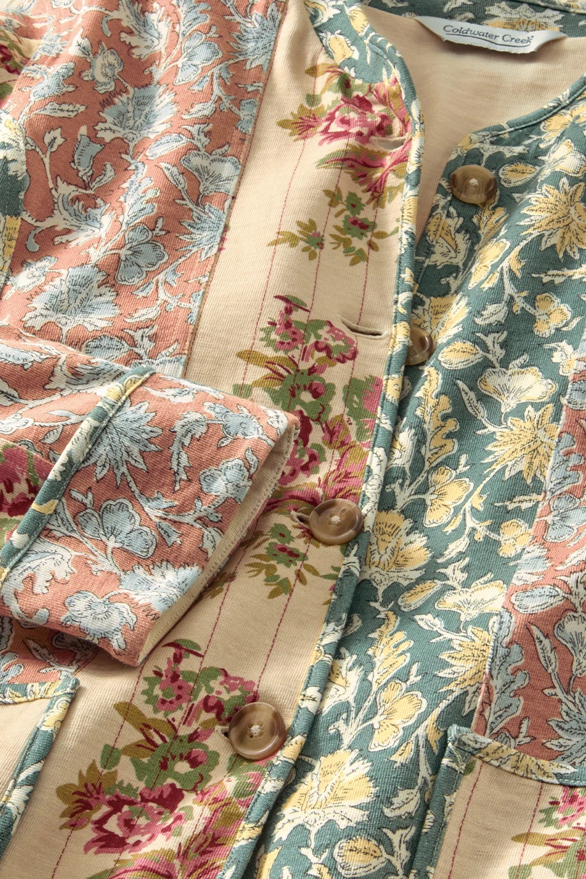 Floral Mix Print Knit Jacket