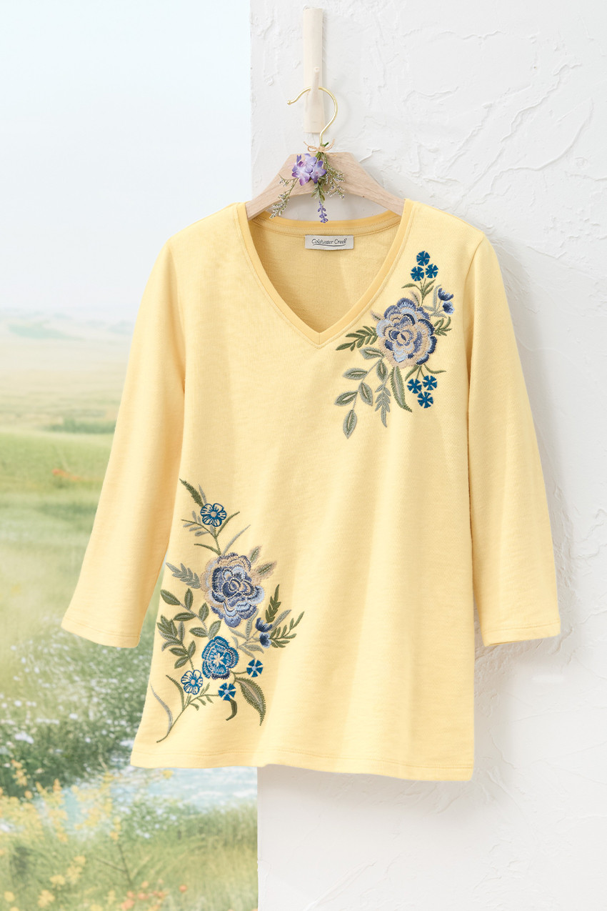 Gathering Roses Embroidered Tee