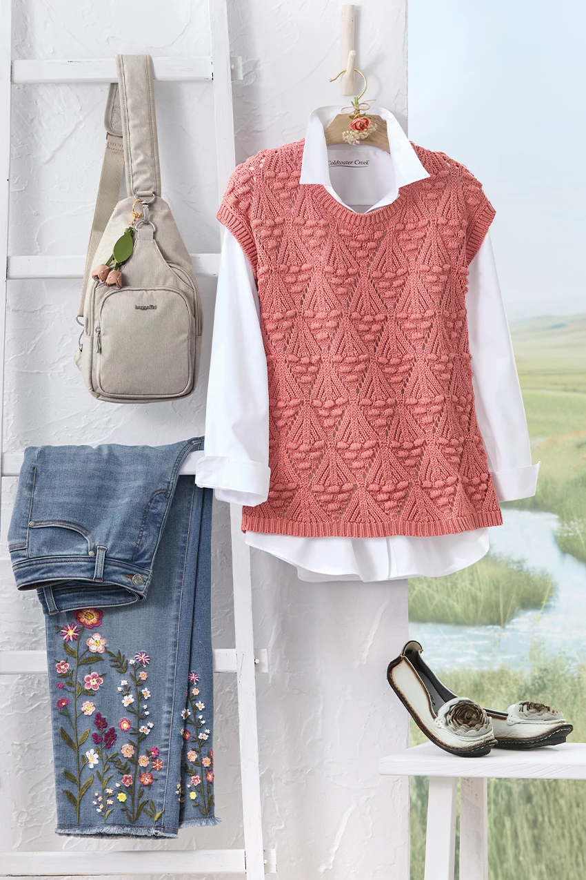 Geo Open-Stitch Sweater