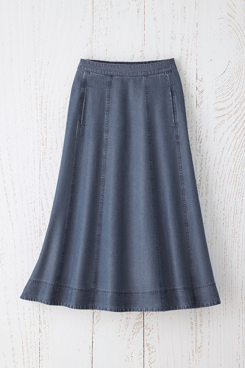 TENCEL™ Seamed Panel Midi Skirt