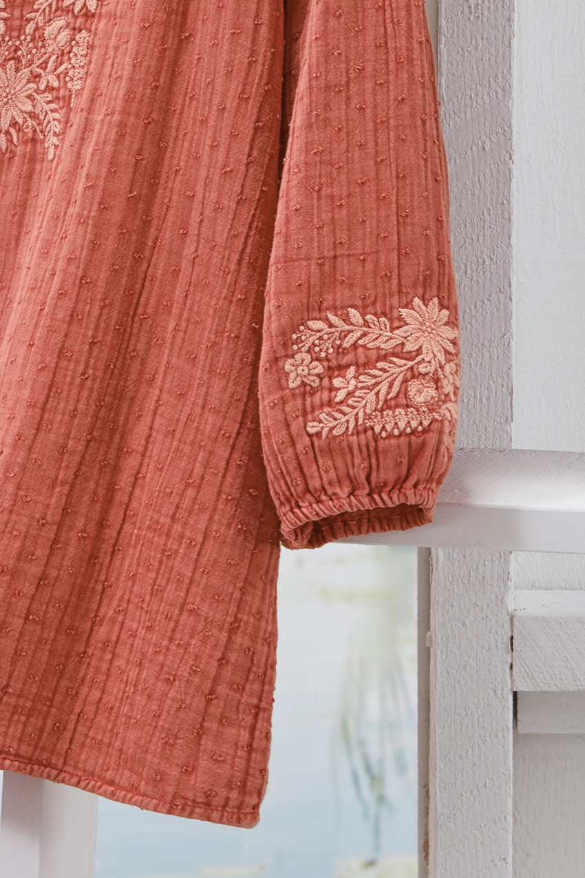 Luisa Embroidered Gauze Top