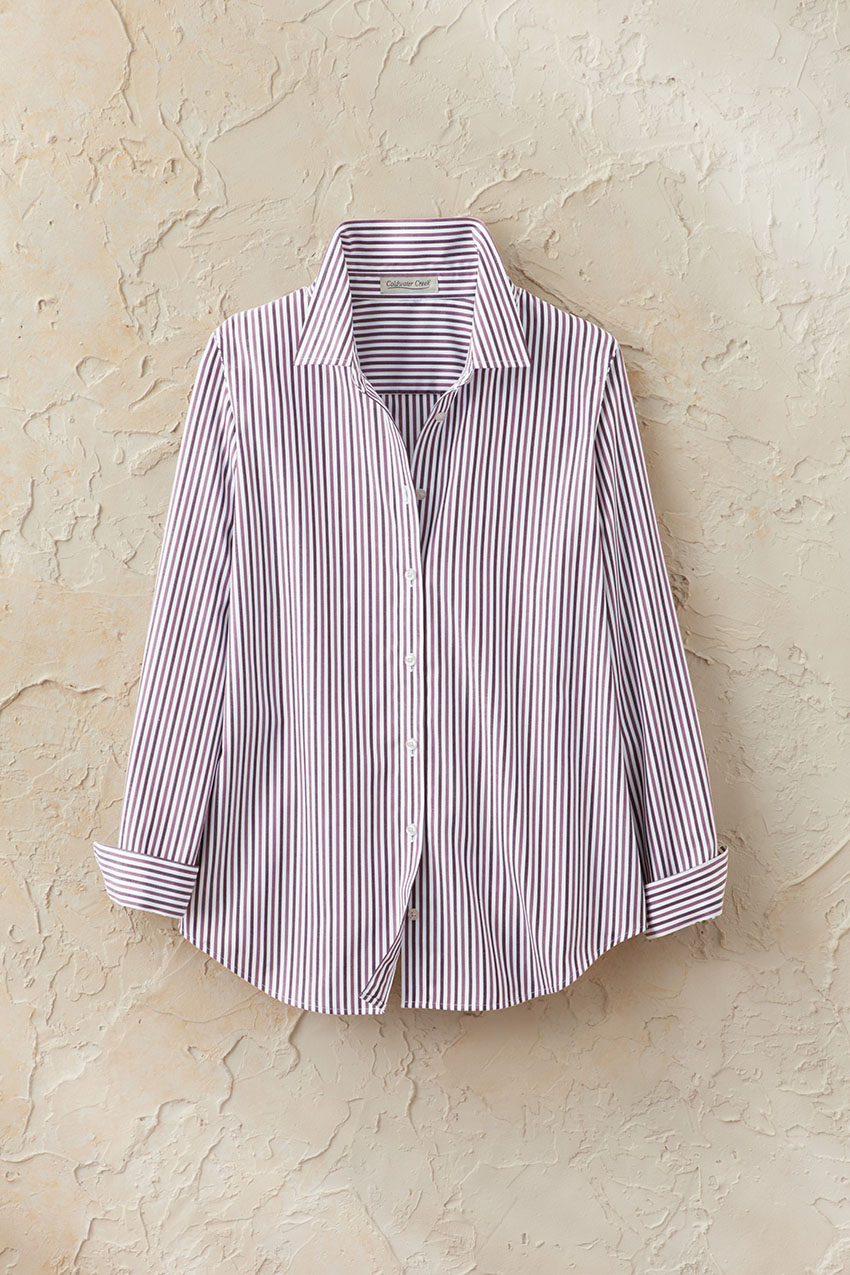 Twin Stripe No-Iron Long-Sleeve Shirt - Coldwater Creek