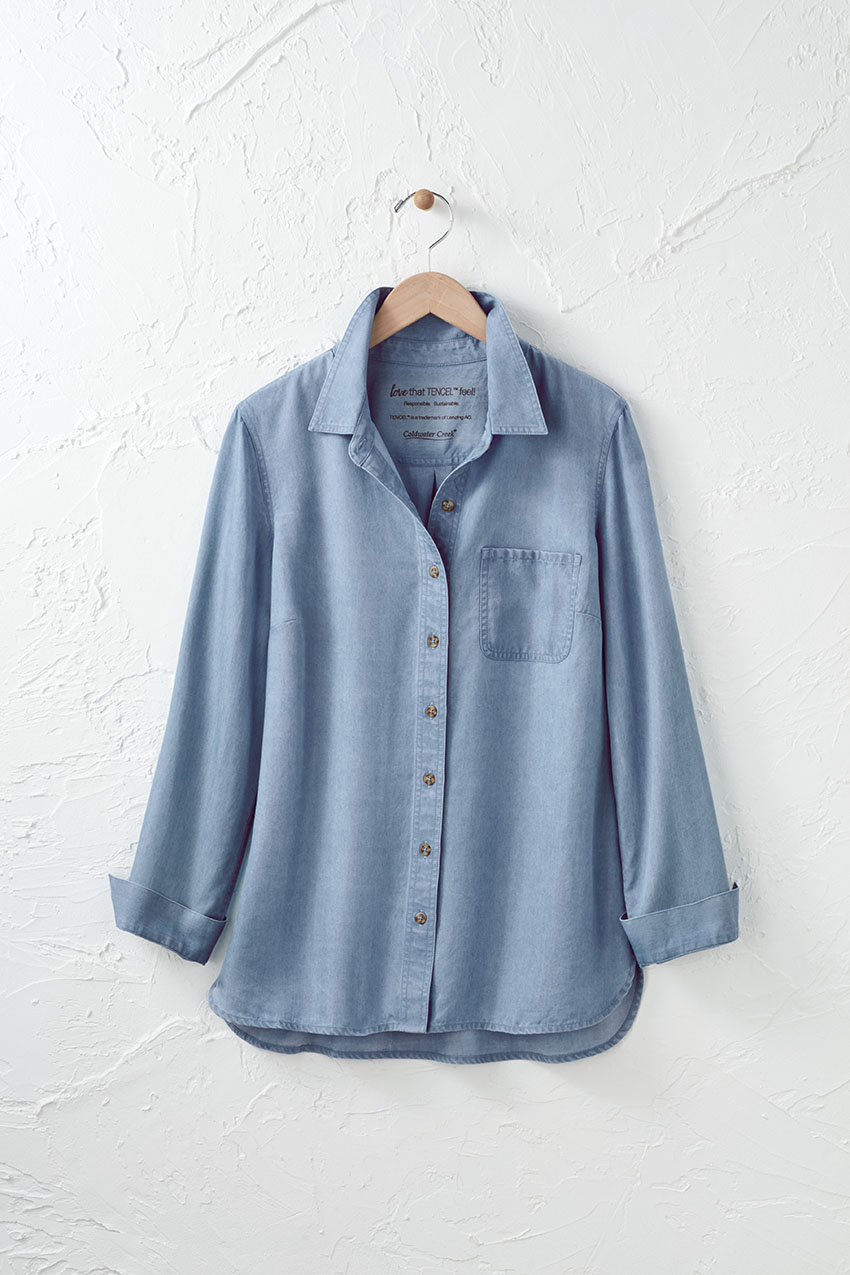 TENCEL™ Button Front Big Shirt - Coldwater Creek