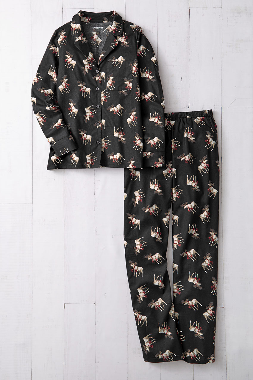 Moose is Loose Flannel PJ Set - Coldwater Creek