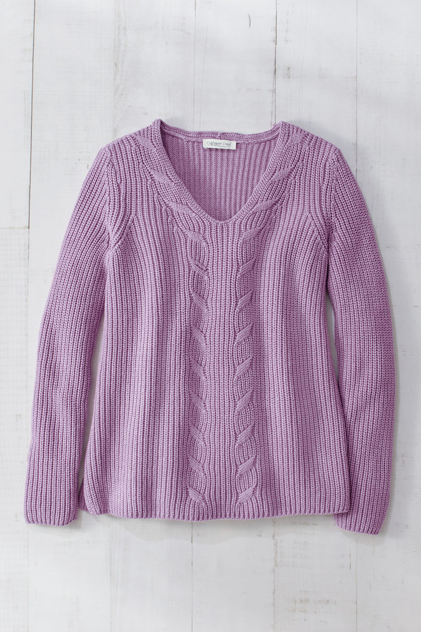 cabled-v-neck-shaker-