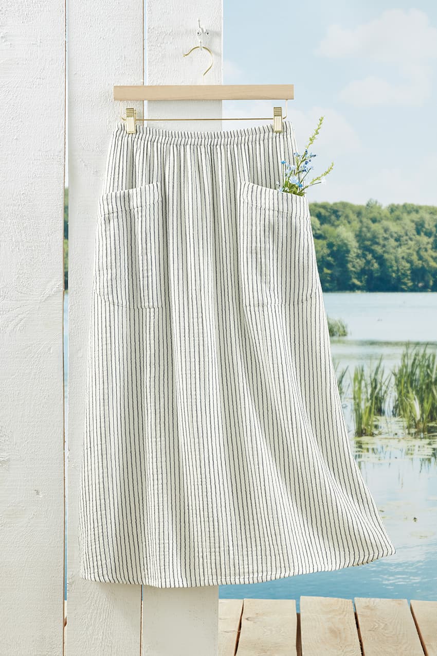 Striped Gauze Pocket Skirt - Coldwater Creek