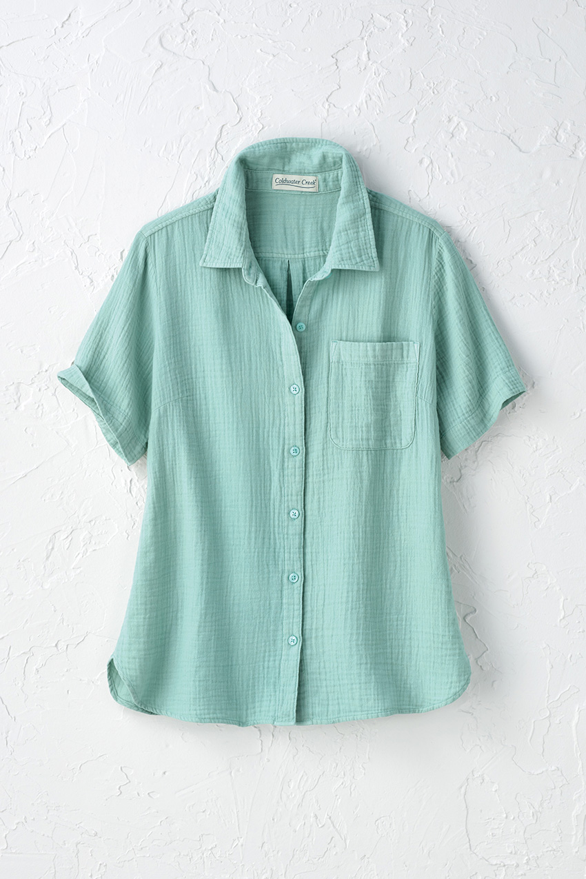 Summer Breeze Gauze Camp Shirt - Coldwater Creek