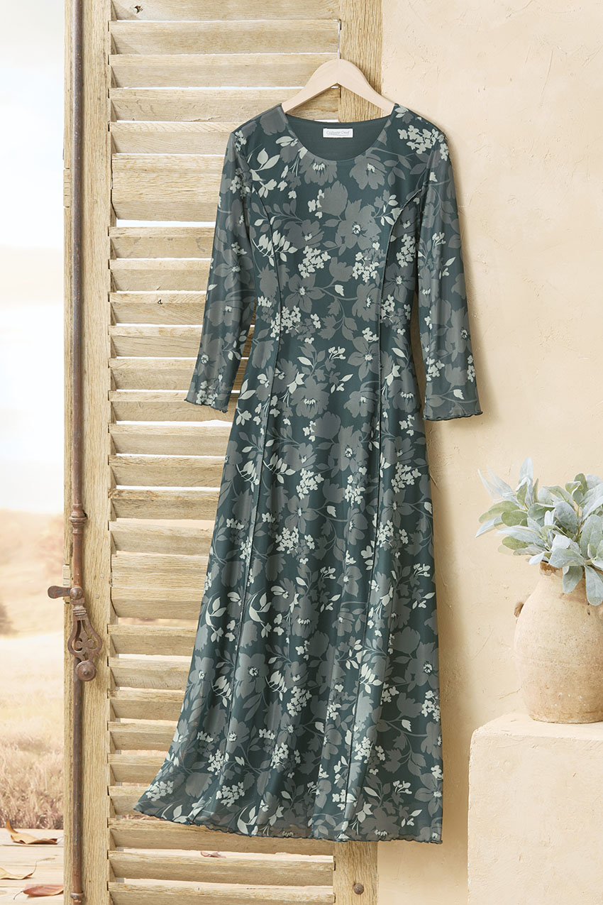 Forest Florals Mesh Dress - Coldwater Creek