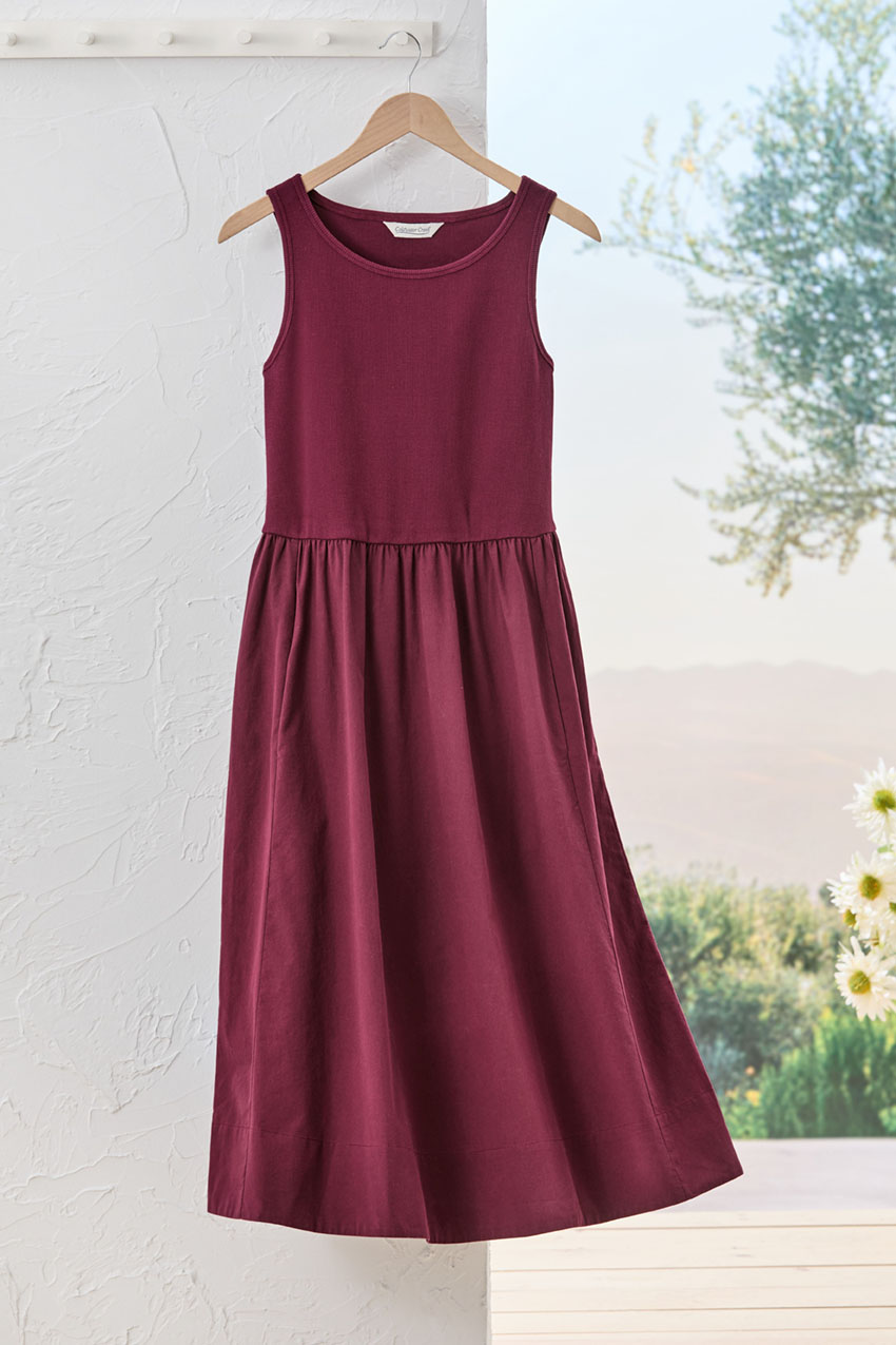 Effortless Mixed Media Dress - Wine - 3X - Plus
