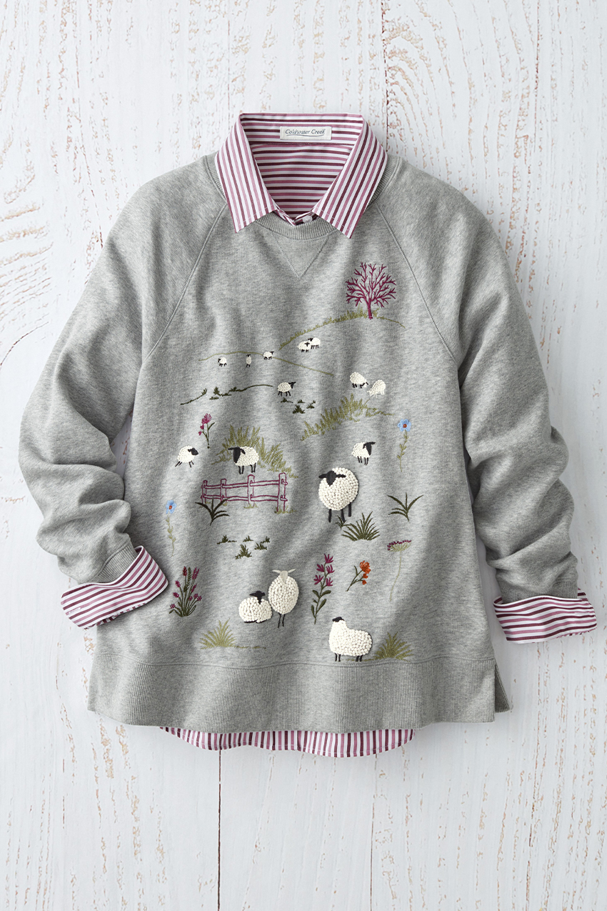 トップス Paprika Thread-Embroidered Sweatshirt mellow-meadows-embroidered-