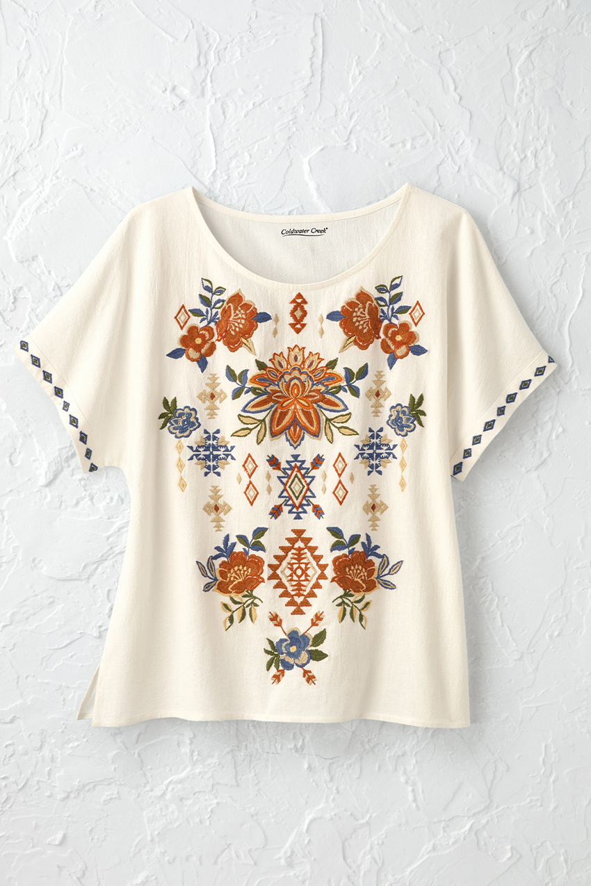 Summer Light Spirit Embroidered Top - Coldwater Creek