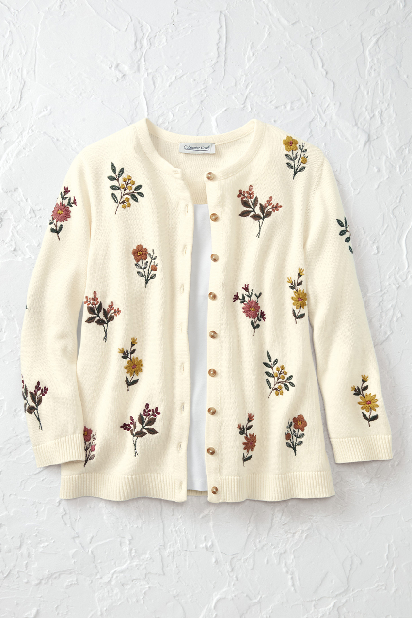 Wildflower Embroidered Cardigan - Coldwater Creek
