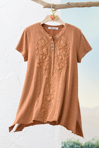 Tonal Embroidered Swing Tee - Coldwater Creek