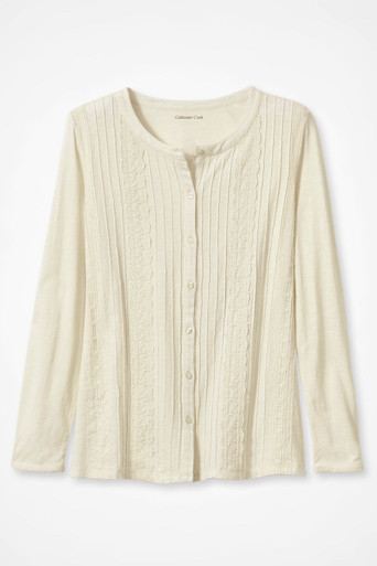 Pintucks and Lace Knit Top - Coldwater Creek