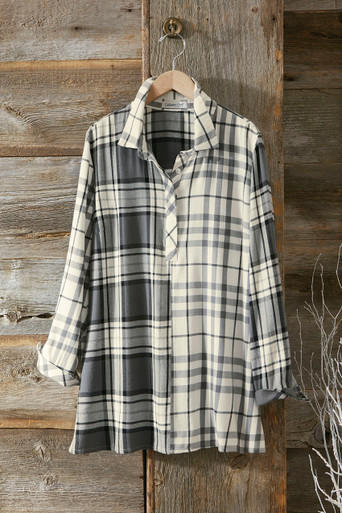 トップス Time is on PLAID HEAVY COTTON NEL SHIRT soft-touch-mixed-plaid-