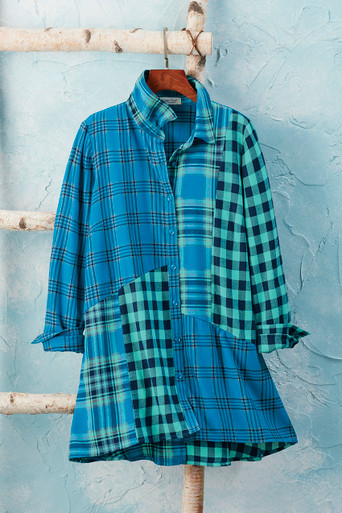トップス PRANK PROJECT Crepe Chiffon Tunic Mix It Up Plaid Tunic - Coldwater Creek