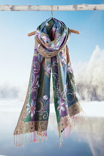 ミューラルmurral ice flower embroidery scarf ミューラルmurral ice flower embroidery scarf